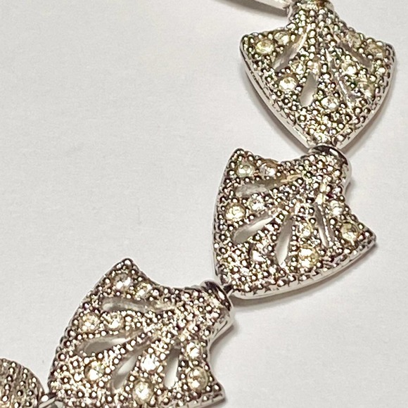 Christian Dior Silver Crystal Rhinestone Logo Filigree ICY BLING Chain Bracelet - Picture 6 of 12